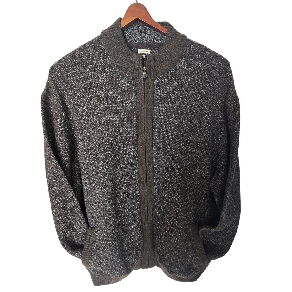 NWT Joseph Abboud MENS WAREHOUSE Men's Gray Full Zip Gray Sweater Size 3X WOOL